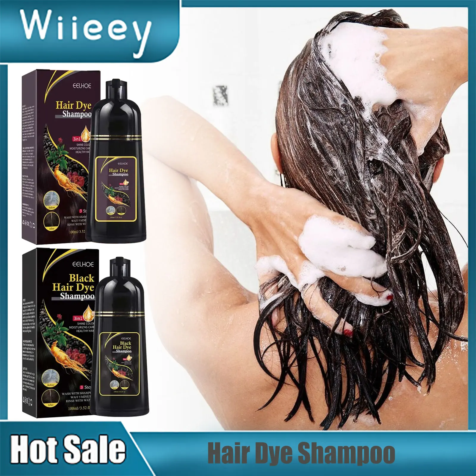 Hair Dye Shampoo Hair Color Darkening Care Nourishing Shiny Covering Gray Clean Scalp Natural Polygonum Black Hair Dye Shampoo