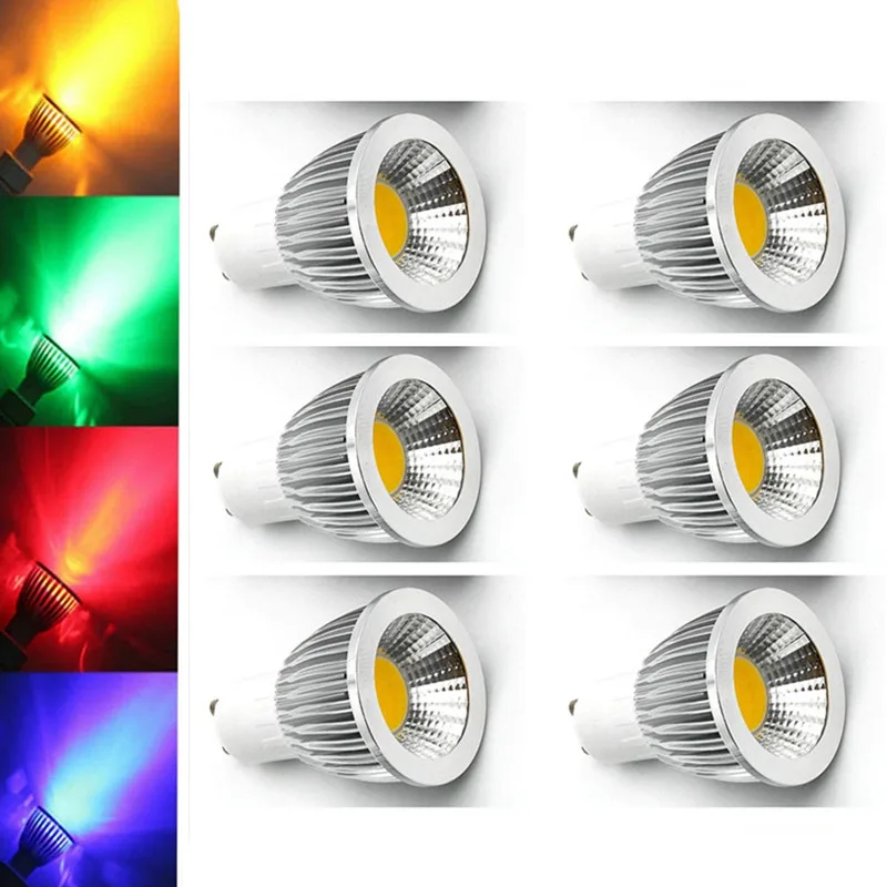 

6PCS 1pcs NEW COB LED Gu10 9W 12W 15W 110V 220V 85-265V Spotlight LED Warm White/Pure White/Cold White RGB Bulb Lamp LIGHT