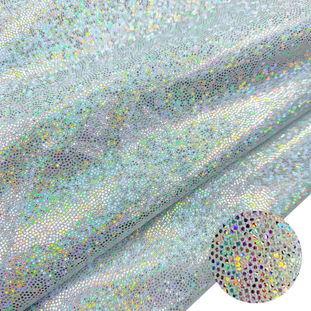 Glitter Laser Polyester Iridescent Holographic Fabric for DIY Decor and Crafting