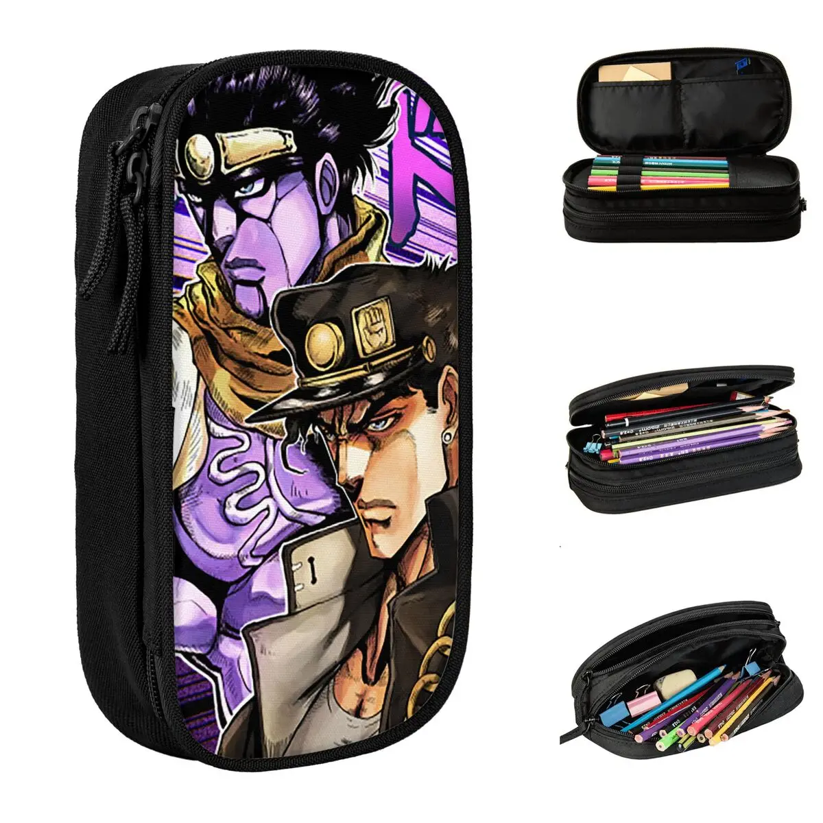 

Jojos Bizarre Adventure Jotaro Pencil Cases Japanese Anime Pencil Pouch Pen Kids Large Storage Bags Office Stationery