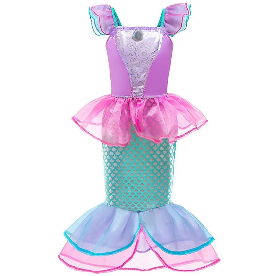 Girl Princess Dress Little Mermaid Costume Baby Girl Ariel Dress Summer Children 3-10 Years