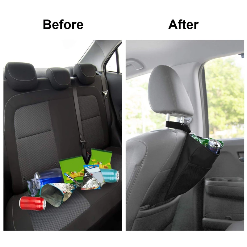 Car Dustbin Garbage Bag Dust Seat Back Storage Rubbish Bin Box Sundries Holder Organizer Pocket Bags Trash Can Car Accessories Car trash can