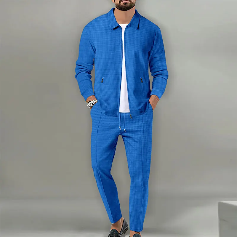 

Elegant Fashion Harajuku Slim Fit Jacket Two Piece Set Solid Zipper Long Sleeve Outerwear Autumn Sport Pockets Trousers Sets