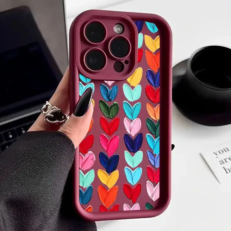 Colorful Love Heart Silicone Shockproof Case for Motorola Edge 50 Fusion