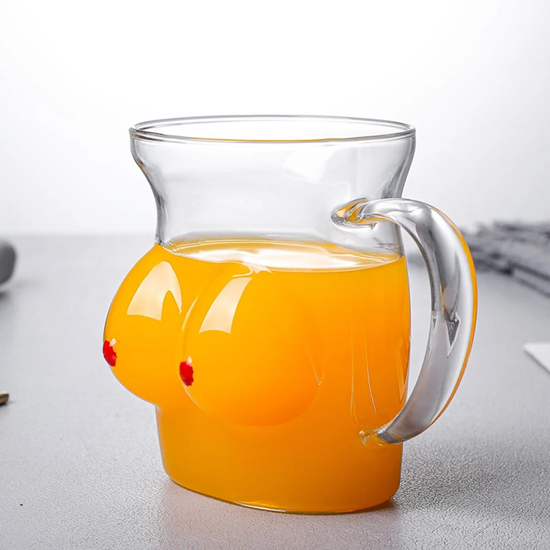 1pcs Creative Body Shape Glass Cup Sexy Lady Body Shape Chest Beer Cup Wine Shot Glass Handle Mug For Vodka Whiskey Beer
