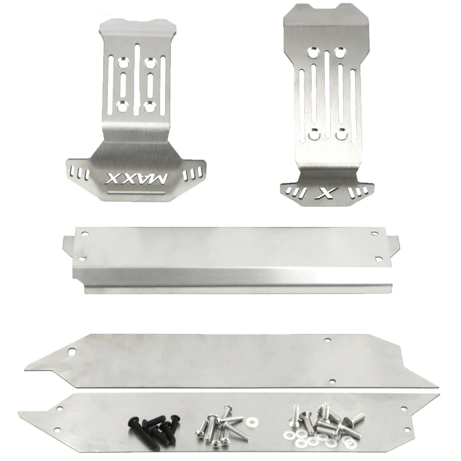 5pcs Stainless Steel Front Rear Chassis Armor Skid Plate