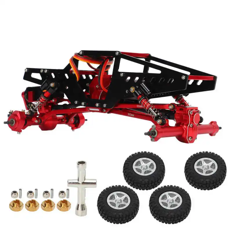 Rc Car Assembled Chassis Frame Aluminum Alloy Rc Car Frame Parts With Wheels For Axial Scx24 1/