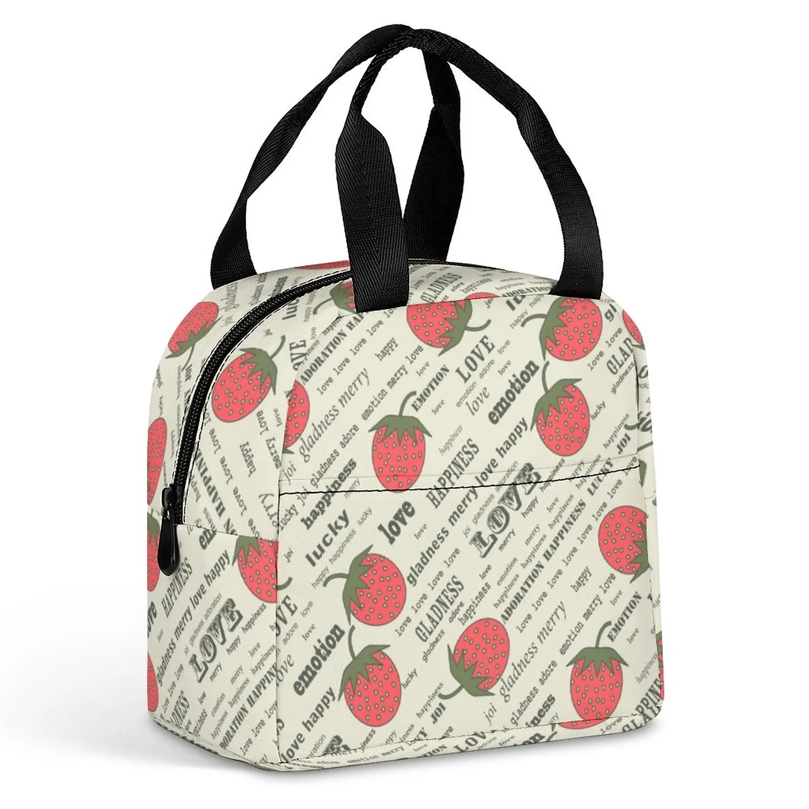 Custom Pattern Tote Lunch Bags Portable Travel Portable Camping Picnic Bag Letter Print Cold Food Cooler Thermal Bag Handbag lunch bag cooler handbags canvas insulated thermal lunch bags for work food tote picnic fridge bag unisex blue lettern pattern