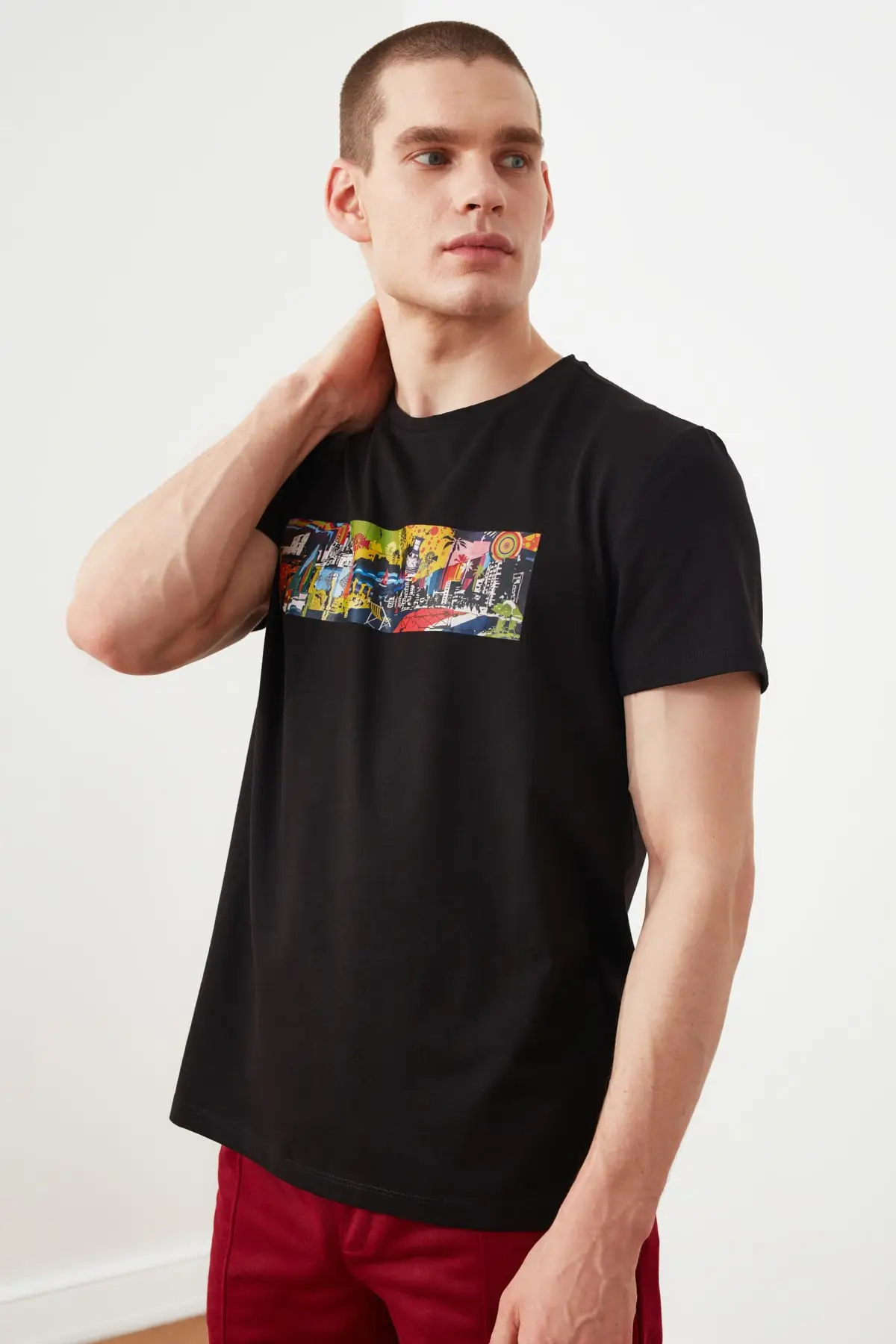 Trendyol Male T Shirt TMNSS21TS2277|T-Shirts| - AliExpress