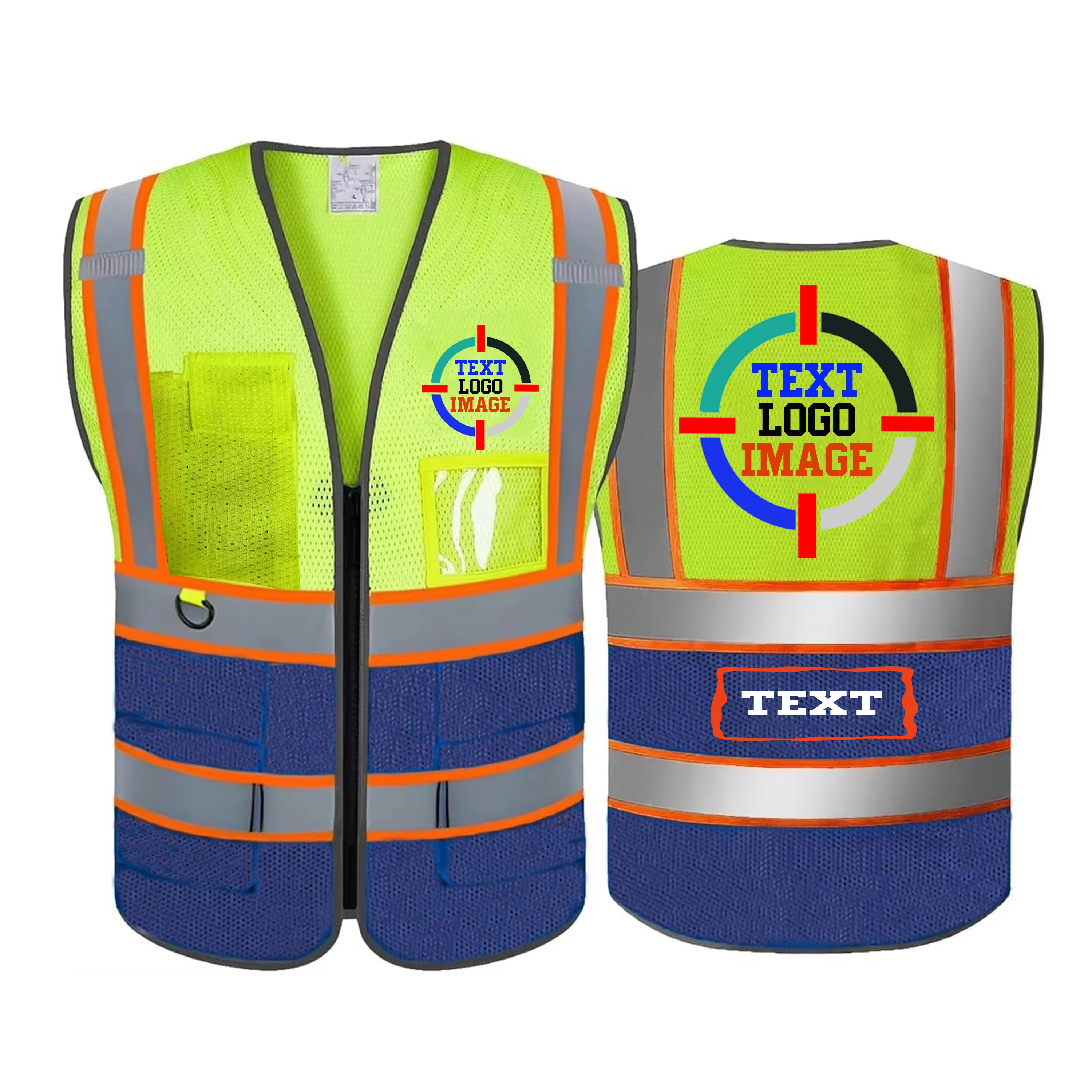 Mesh Safety Vest Your Text Reflective Motocycle Vest Hi Visibility Construction Work Uniform Security ANSI reflective safety vest