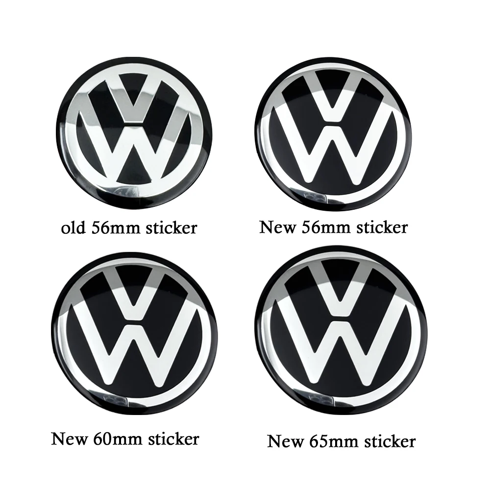 3D Car Wheel Stickers Center Hub Cap Car Emblem Badge Decal 56mm 60mm 65mm 4Pcs For VW GTI R-Line