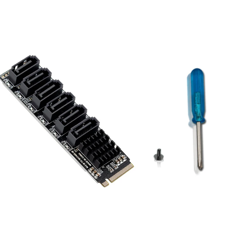 M.2→SATA変換 ASM1166 拡張カードM.2対応 M.2 - SATA3.0 アダプタ カード 6Gbps 高速 ASM1166 M.2 PCIE - SATA