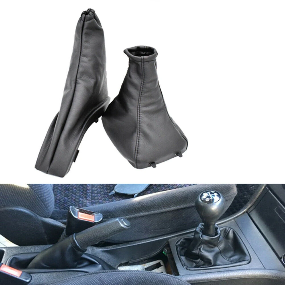 2Pcs Car Handbrake Gear Shift Boot Gaiter Gaitor Pu Leather Black Opel Astra G Zafira a Vauxhall 1998-2004 hand brake cover