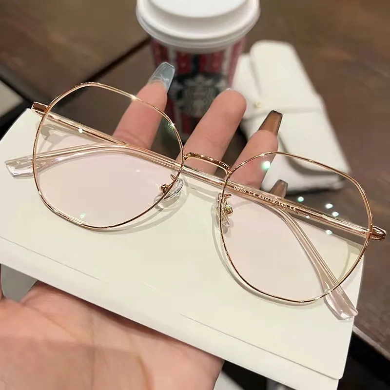 Clear Glasses Women Polygonal Metal Myopia Glasses Mirror Girls Eyewear Anti Blue Light Glasses Fashion Eyeglasses Gafas Oculos 5