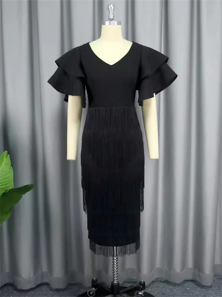 Wmstar Plus Size Dresses for Women Party Bodycon Elegant Luxury Tassel Fashion Evening Maxi Dress  Wholesale Dropshipping 2025