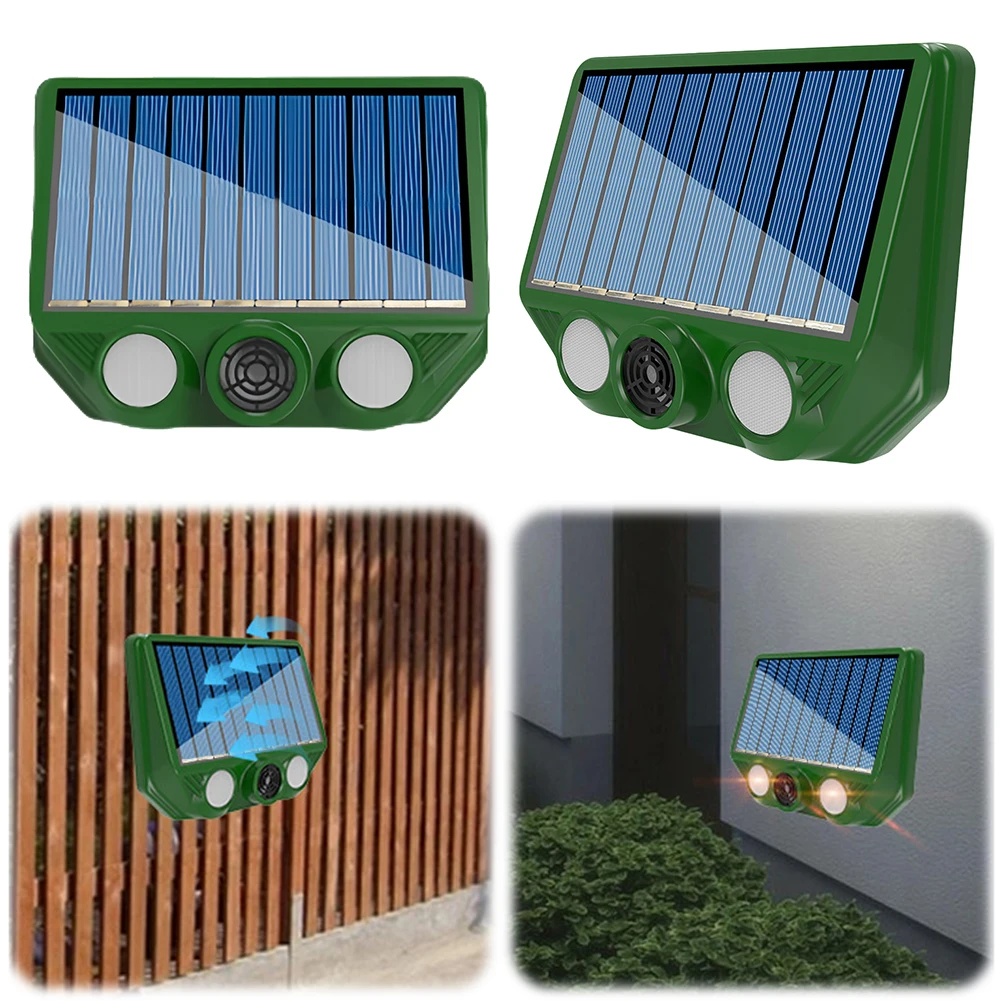 Solar Ultrasonic Animal Driver with Red White Flash Light USB Charging Animal Repellent Device for Outdoor Lawns Garden 3