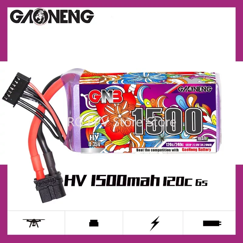 Gaoneng GNB 1500mAh 6S1P 22,8 V 120C светильник вес долгий полет HV Lipo батарея с разъемом XT60 для FPV гоночного дрона RC 5-дюймовый Дрон