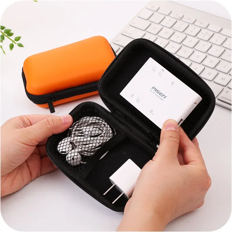 Headphones Storage Box USB Hard Case Coin Bags Waterproof SD Card Cable Earphone Bag Key Earbuds Holder Box Round Square Shape