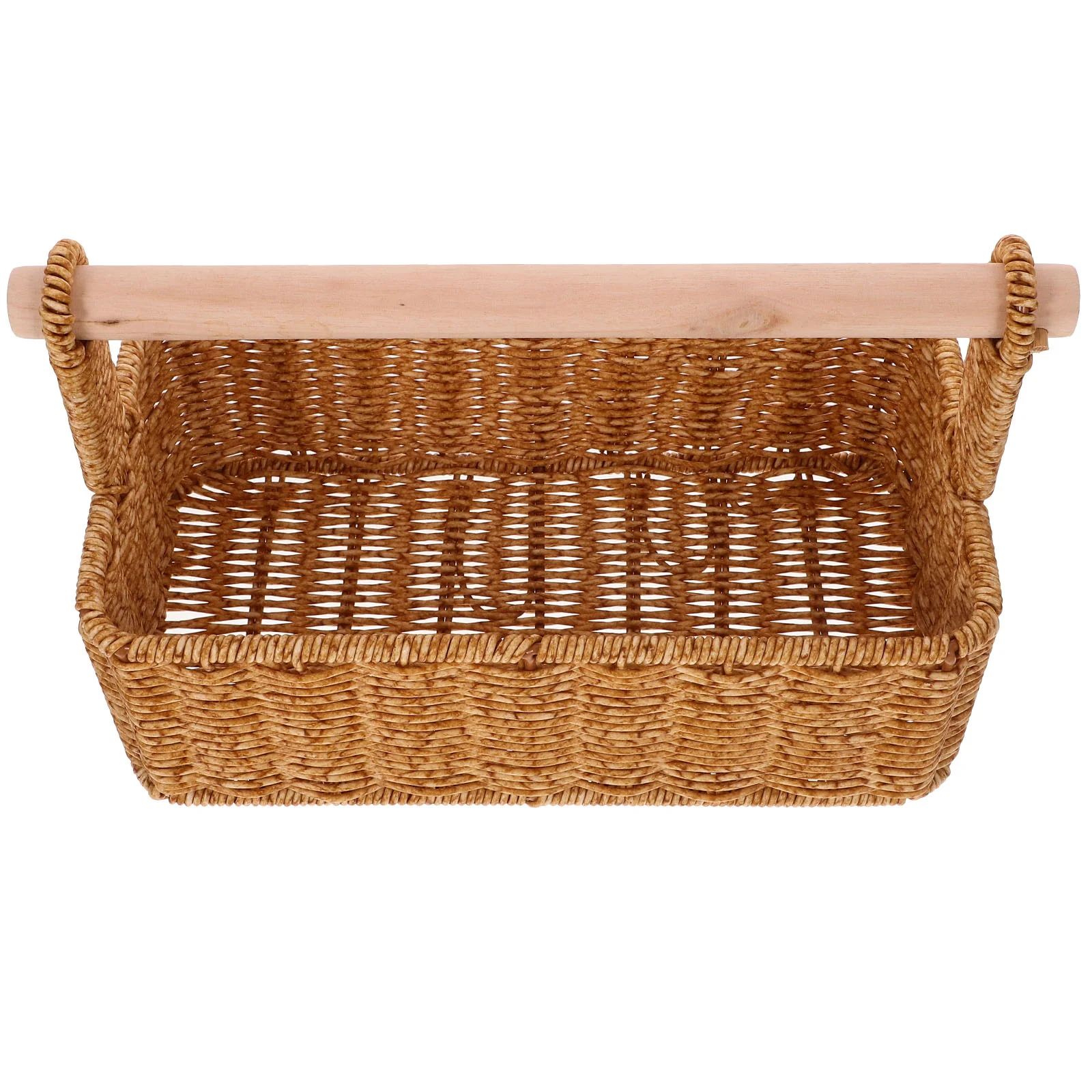 

Rattan Shopping Basket Decorative Woven Skin Care Products Desktop Storage Bins Iron Japanese Style