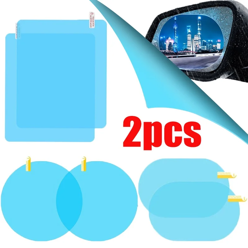 

2Pcs Car Rainproof Sticker, Truck Bus New Rearview Mirror Waterproof Film Clear Sight Anti Fog Auto External Accessories