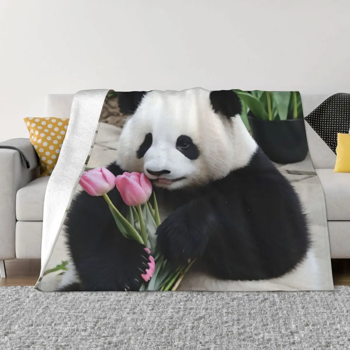 

Теплое всесезонное одеяло с животными Huahua, панда, комфортные одеяла для спальни, декор комнаты