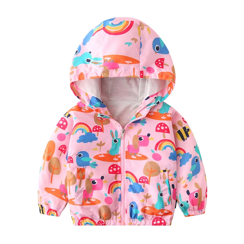 1-7Years Toddler Clothes Brand New Design Children Boys Girls Spring Coats Hot-air Balloon Cartoon Printed Hooded Zipper Jackets lightweight spring jacket Outerwear & Coats