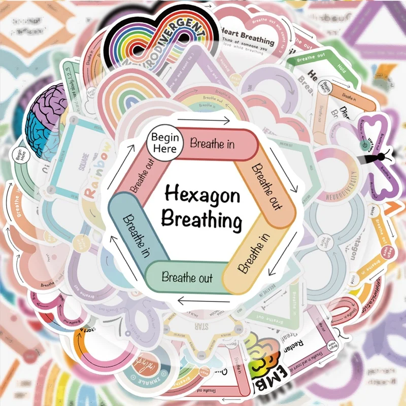 50 Soothing Sensory Stickers, Vibrant Sticker Decals, Multiple Styles Without Duplication, Suitable for Water Bottles, Laptops, Suitcases, Skateboards, Guitars, Party Decorations - 4
