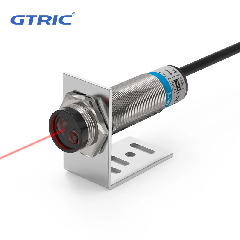 GTRIC 확산 반사 레이저 광전 센서 M18 시리즈 10-30V NPN PNP 가시점 2mm 감지 거리 30CM 조절 가능