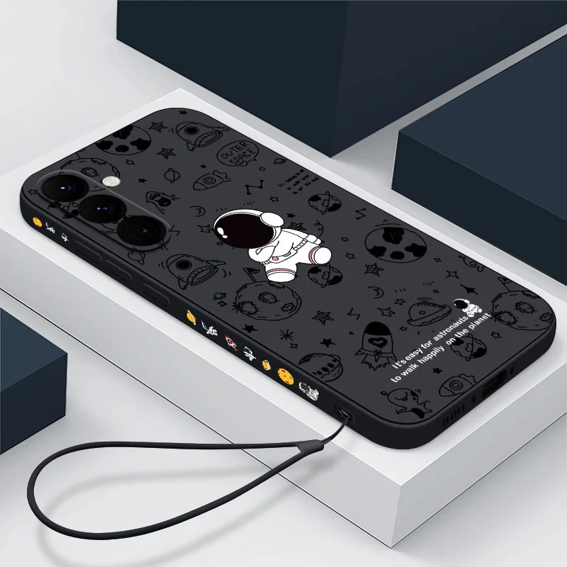 Spaceship Astronauts Soft Lanyard Phone Case Cover