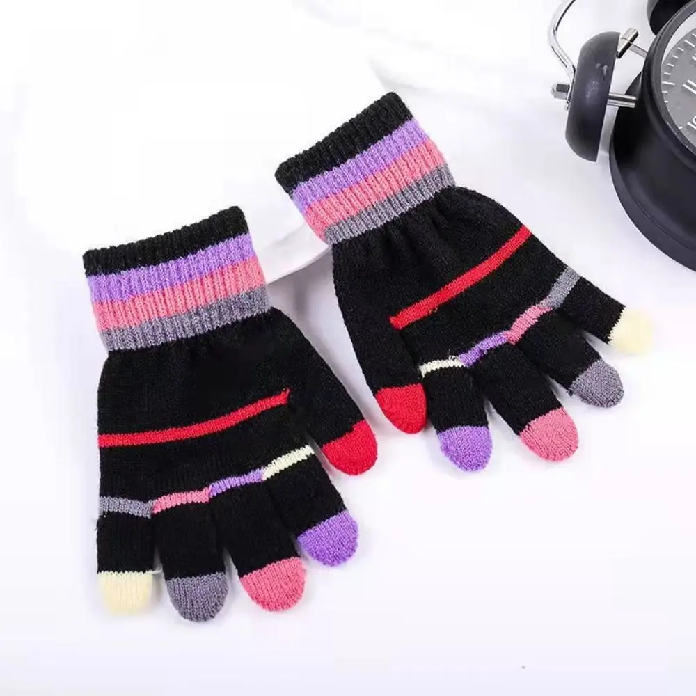 Knitted Fingerless Kids Gloves Thick Mittens for Winter