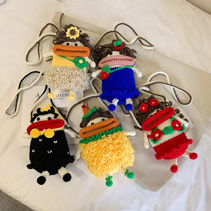 Knitted Bag Ugly Cute Sausage Mouth Mobile Phone Bag Hand-woven