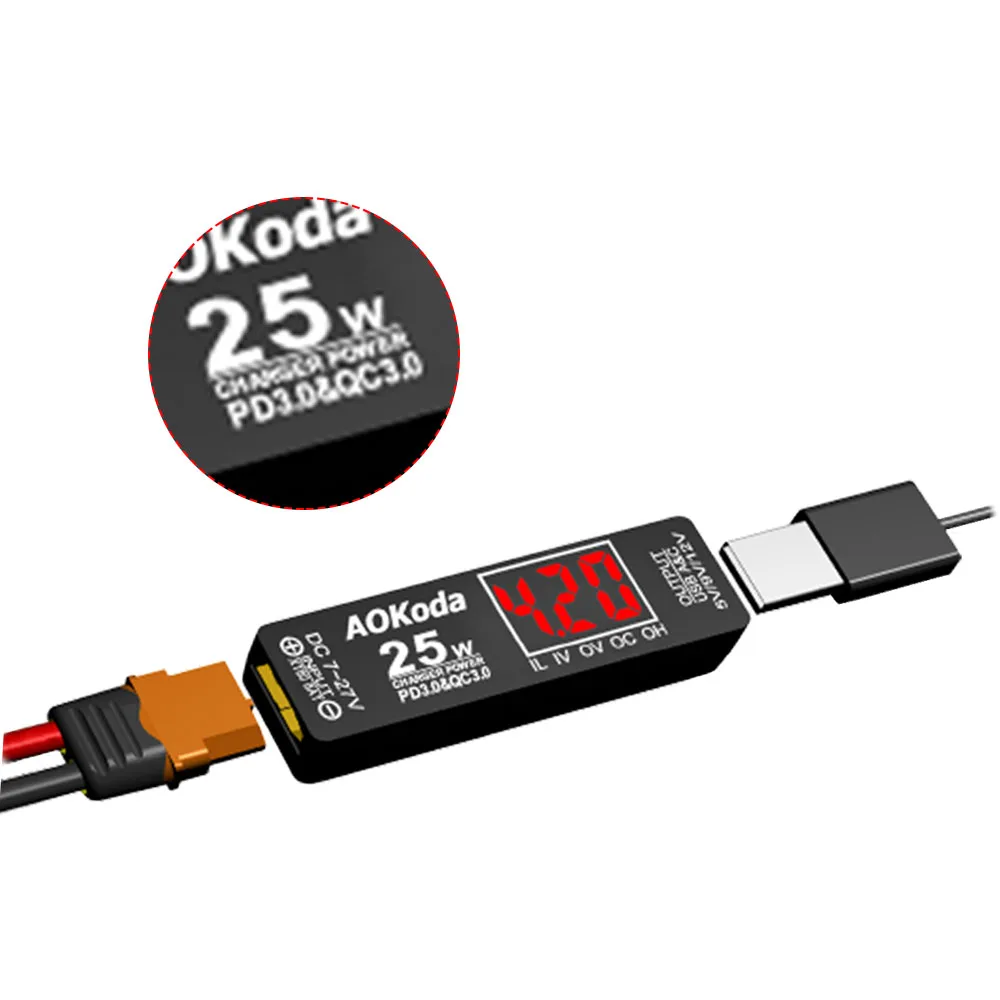 

Адаптер питания AOKoda PD3.0 Lipo xt60 к USB / Xt60 к T plug для смартфона планшета ПК