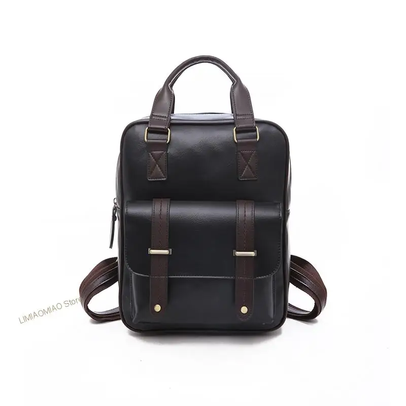 2022 Vintage Backpack PU Backpacks Fashion Leather School Backpack Bags for Teengers Girls Large Capacity Mochila Shoulder Bags