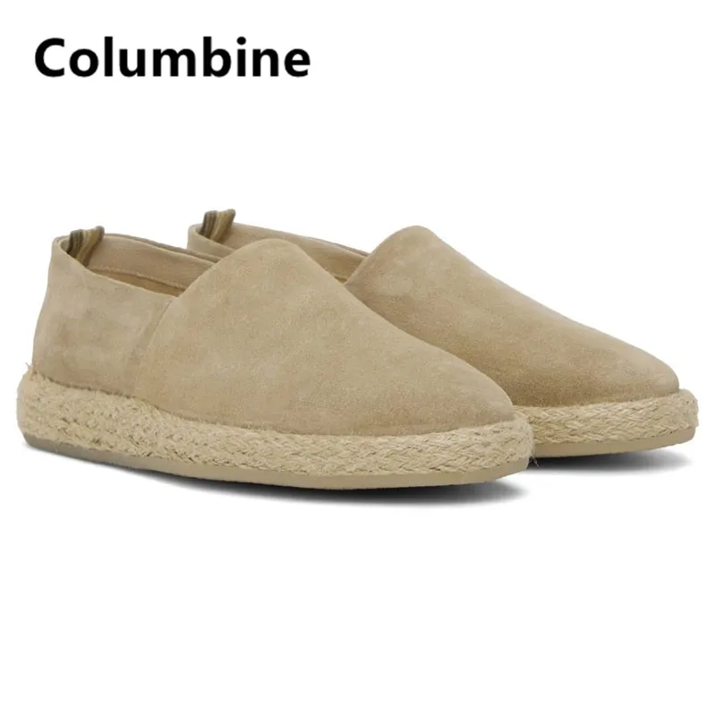 Cow Suede Fisherman Weaving Fashionable Versatile Shoes Comfort Male Shoes Loafers Spring British Retro Casual Low Top Shoes