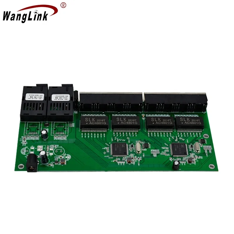 Wanglink Gigabit  Reverse POE Switch 8 RJ45 2 SC Fiber Media Converter Fiber Optical UTP Port PCBA