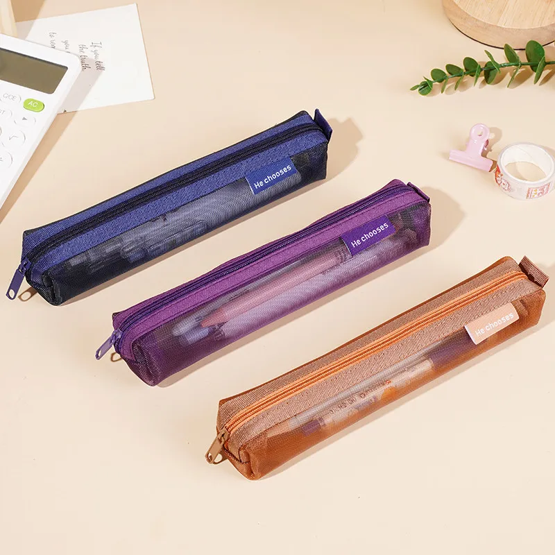 1 Pcs Simple Mesh Transparent Pencil Case pencil case