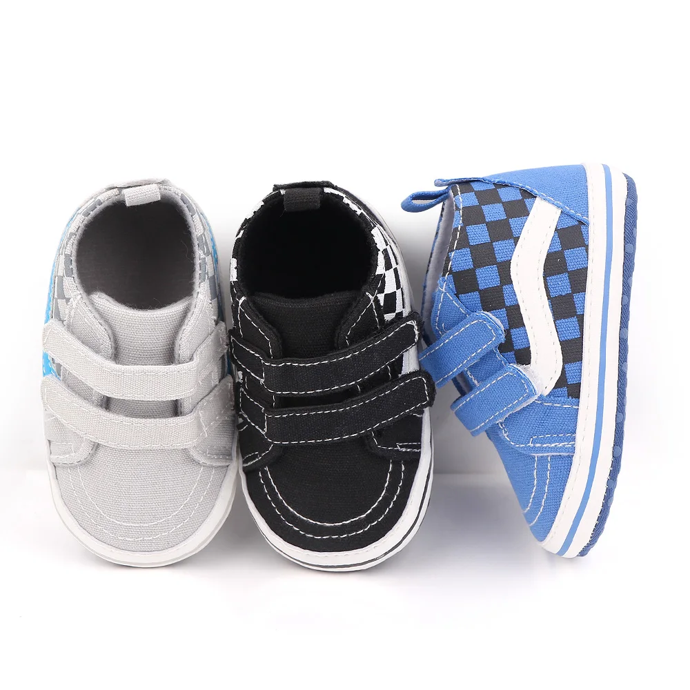 Baby Boy Shoes Checkerboard Print Casual Canvas Soft Sole Newborn Walker Crib Shoe Unisex 6