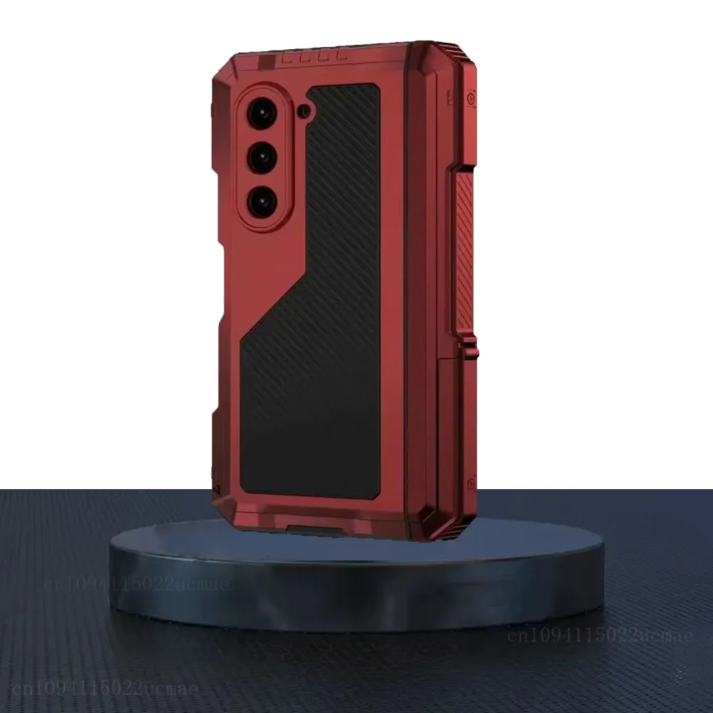 Heavy Duty 3-Layer Metal Phone Case with Stand and Screen Protector Film, Shockproof Aluminum Silicone Cover