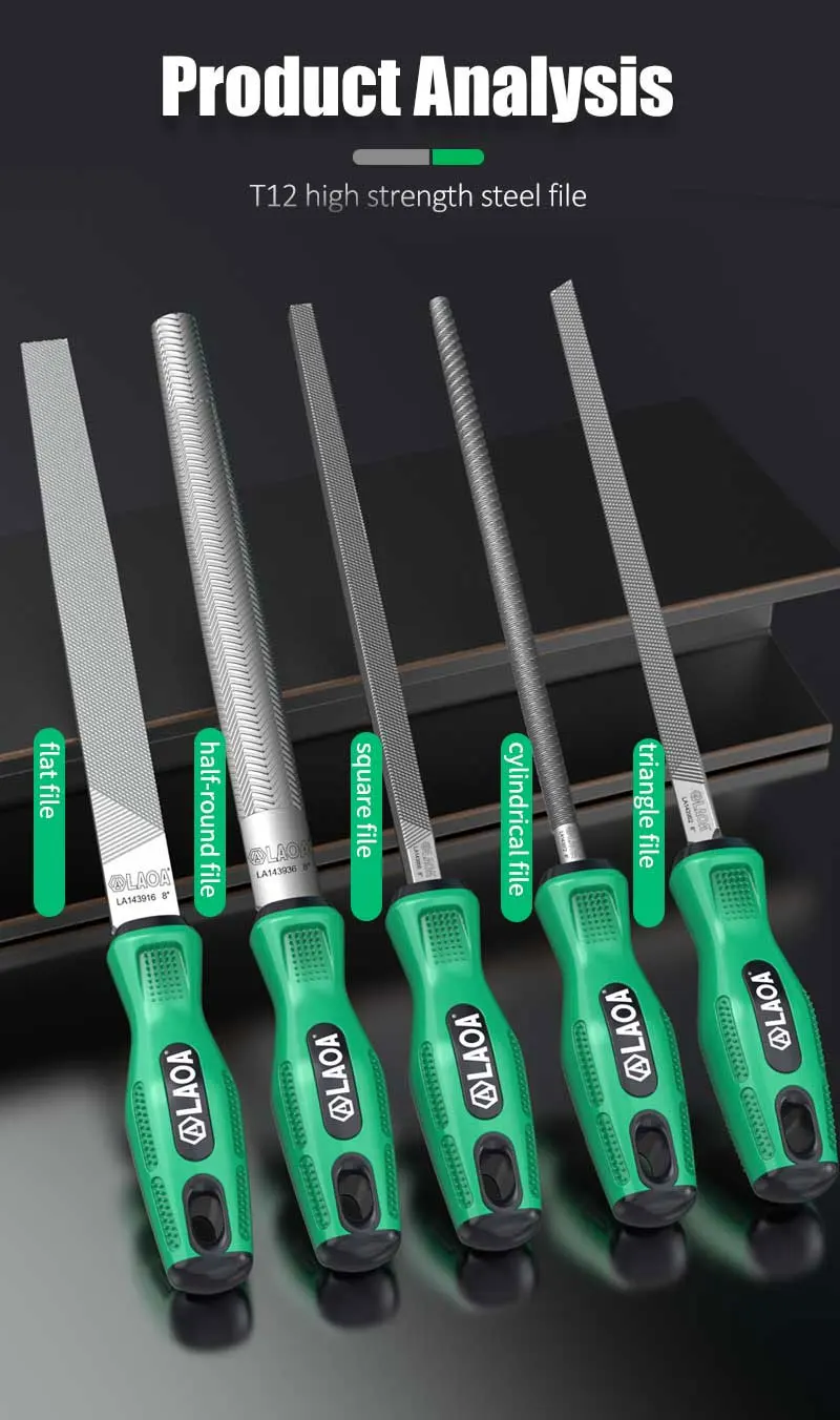 Description Picture 6 of itemLAOA T12 Medium Gear Steel Blade Half Round File Triangle File Flat File Square File Round File Sanding and Edging Tools