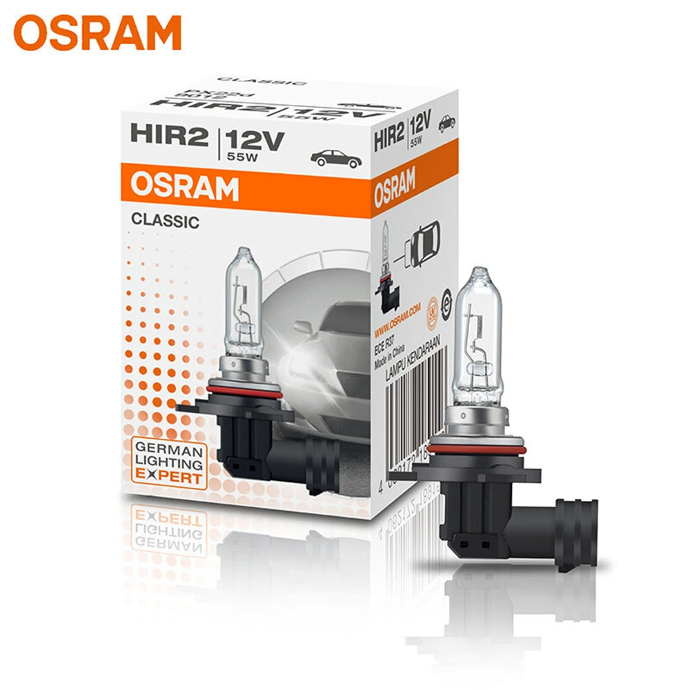 OSRAM 오리지널 클래식 9012 HIR2 PX22d 할로겐 헤드라이트, 자동차 전구, 자동차 램프, 표준 Hi/lo 빔, 12V, 55W, 3200K, 1875 lm