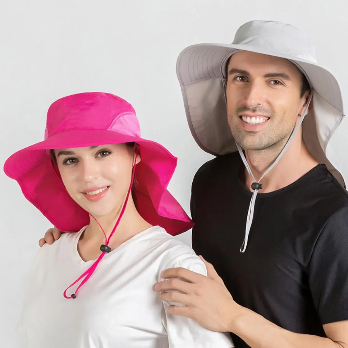 

Summer outdoor women's sunscreen hat wholesale fishing hat waterproof large brim fisherman's hat men's breathable shade sun hat