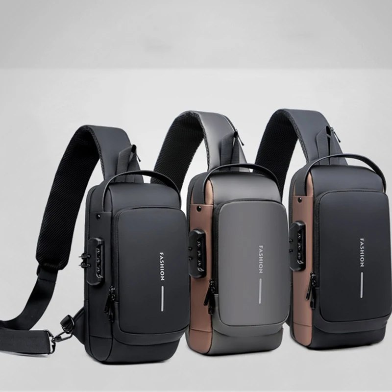 

Men's Multifunction Anti-theft USB Shoulder Bag Man Crossbody Cross Body Travel Sling Chest Bags Pack Messenger Pack for Male
