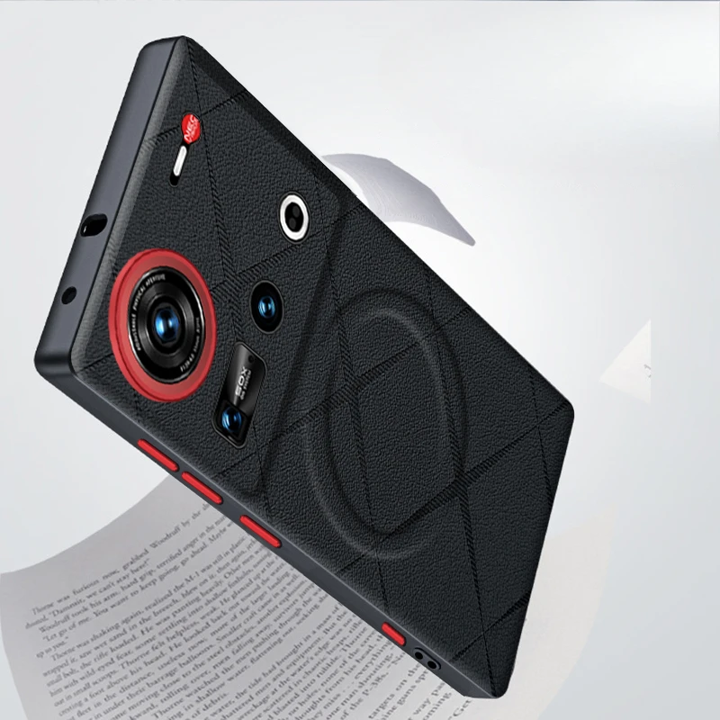 Luxury Magnetic PU Leather Line Texture Hard Cover with Metal Button