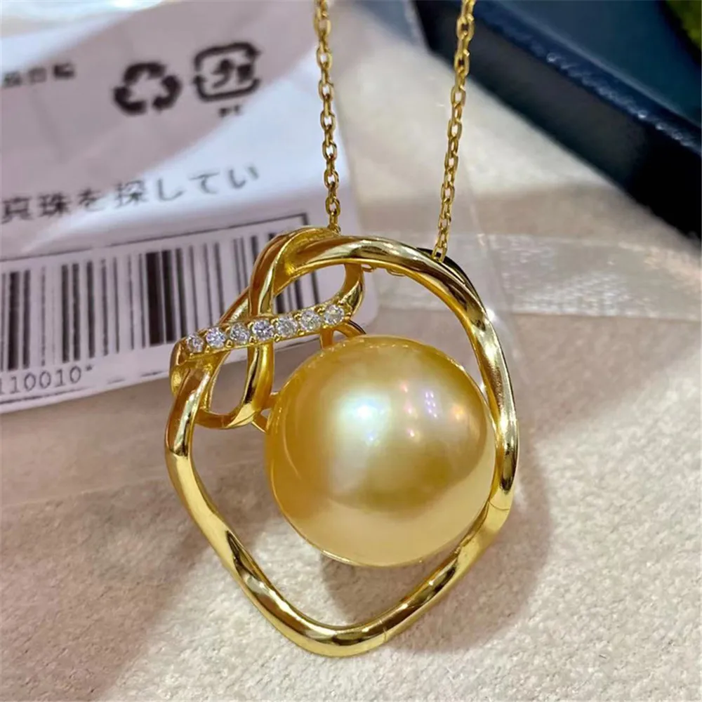 

DIY pearl accessories S925 sterling silver pendant with empty holder K gold silver necklace pendant with 11-13mm beads
