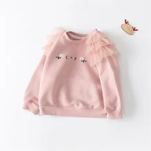 

Toddler Baby Girl Sweatshirt Spring Autumn Cute Bowknot Mesh Pink Top 2022 New Cotton Long Sleeve Kids Clothes Girls Costumes