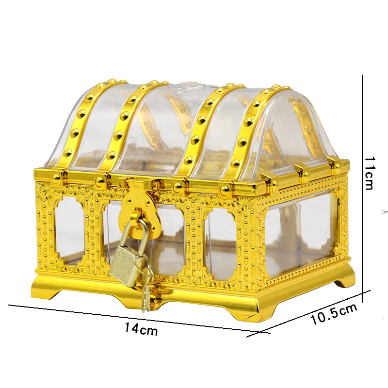 Pirate Treasure Chest with Lock – Transparent Pirate Jewelry Box for Gemstones, Crystal... - SKU PTCL2333 - UGI Packaging