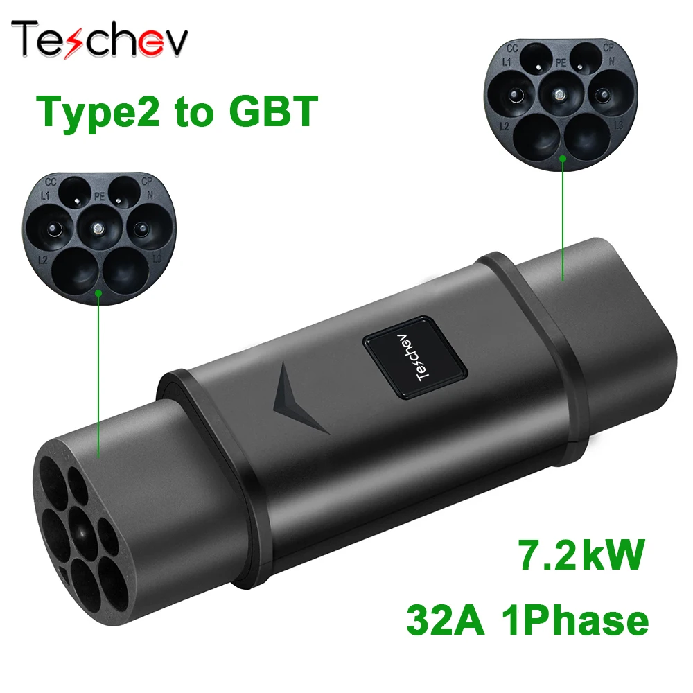 Type 1 to Type 2 Adapter Electric Vehicle Charger 2 to 1 AC Adaptor GB/T EVSE Charging Convertor For Electric Cars
