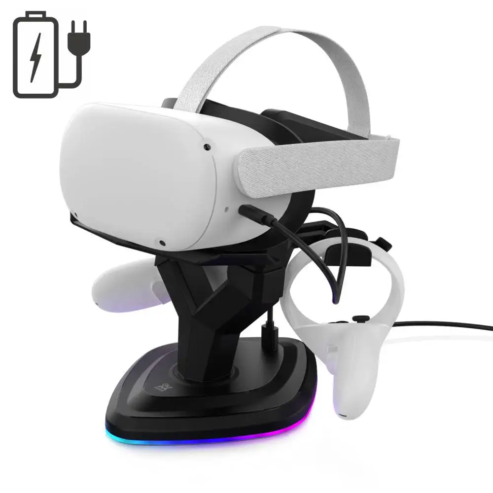 VR Headset Charging Dock For Meta Quest 2 Display Stand With RGB Light Charging Holder For Oculus 2 Oculus Rift S Accessories 