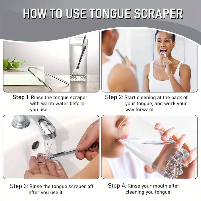 1pc Stainless Steel Tongue Scraper Tongue Coating Cleaner tongue scraper Coating Removing Bad Breath Oral Care