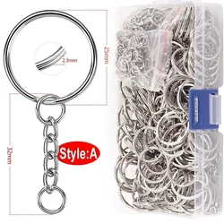 Polished Silver Stainless Steel Keychain with Short Chain - 25mm (50PCS)